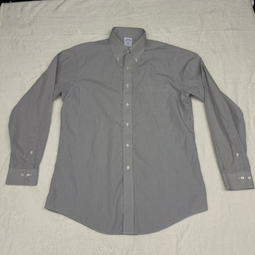 Brooks Brothers Shirt Mens 16 4/5 Cotton Check Slim Fit Non Iron 346 Preppy
